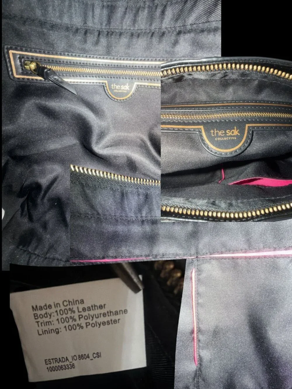 The Sak Collective Estrada Demi Bag Black Leather Brass Whipstitch Shoulder Hobo - Picture 9 of 10